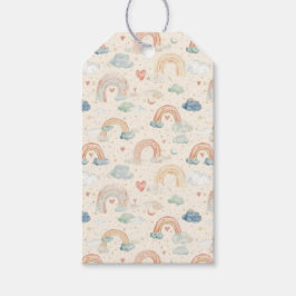 Watercolor Pastel Rainbow Baby Gift Tags | Clouds Presentetikett