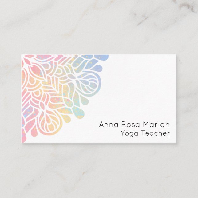 *~* Watercolor Pastel Rainbow Mandala Andlig Visitkort (Framsida)
