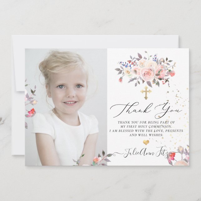 Watercolor Pastel Ro Communion Tack Inbjudningar (Framsida)