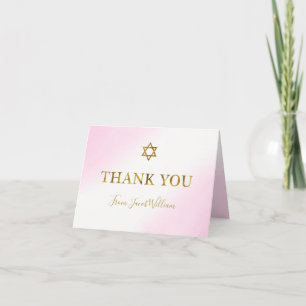 Watercolor Pastel Rosa Guld Pub Mitzvah Tack Kort