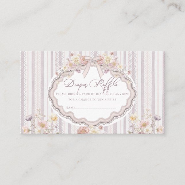     Watercolor pastel wildflwer bow lace baby show Tilläggskort (Framsida)