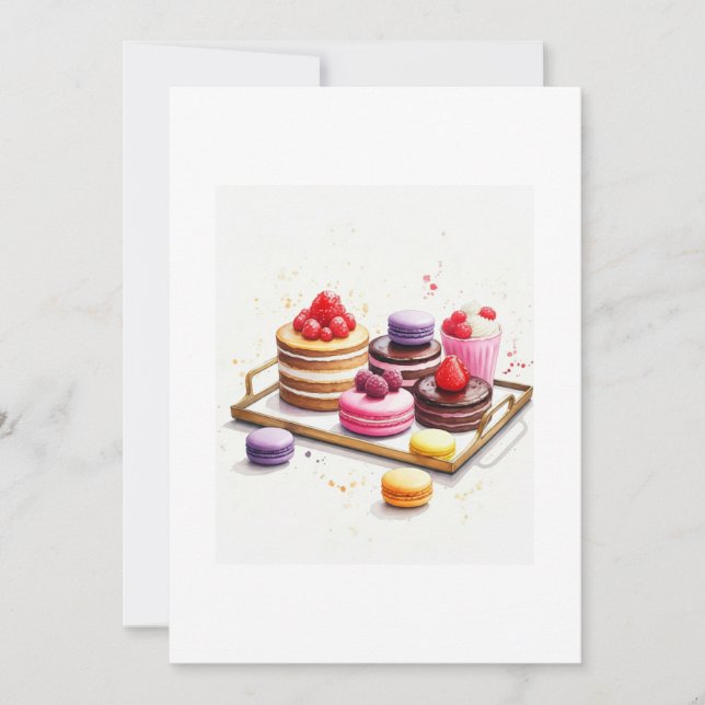 watercolor pastrys inbjudningar (Framsida)