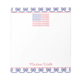 Watercolor Patriotic Bow American Flagga Anteckningsblock