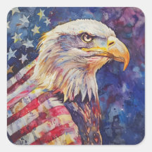 Watercolor Patriotic Örn American flagga