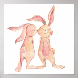 Watercolor Pavisserligen Bunny Rabbit Kärlek Cute Poster