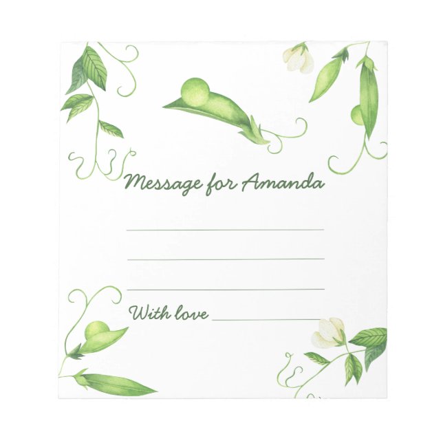 Watercolor Pea birthday time capsule message Anteckningsblock (Framsida)