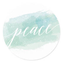 Watercolor Peace Helgdag Classic Round Sticker
