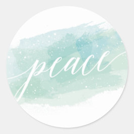 Watercolor Peace Helgdag Classic Round Sticker Runt Klistermärke