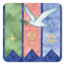 Watercolor Peace Jul Kwanzaa Hanukkah