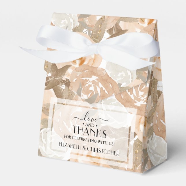 Watercolor Peach Blommigt Bröllop Presentaskar (Framsidan Sidan)