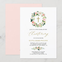 Watercolor Peach Flowers Blommigt WAN-Christine Inbjudningar
