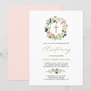 Watercolor Peach Flowers Blommigt WAN-Christine Inbjudningar