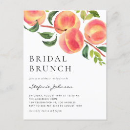 Watercolor Peach Fruit Summer Möhippa Brunch Inbjudan Vykort