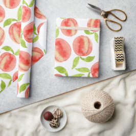 Watercolor Peach Mönster Wrapping Papper Presentpapper