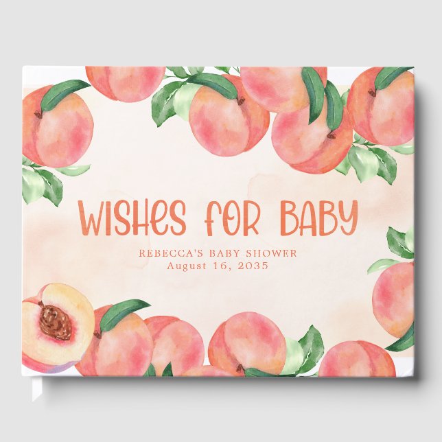 Watercolor Peach Önskemål för Baby Gästböcker (Framsida)
