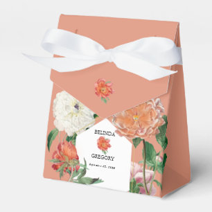 Watercolor Peach Rosa Peonies Flowers Bröllop Presentaskar