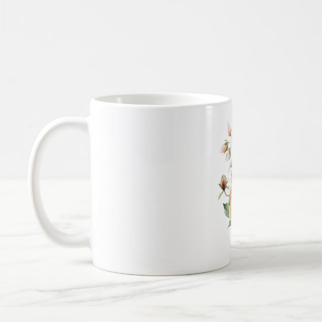 Watercolor Peach Rose Floral Classic Mug Kaffemugg (Vänster)