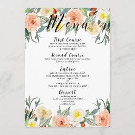 Watercolor Peach & White Garden Flowers Meny