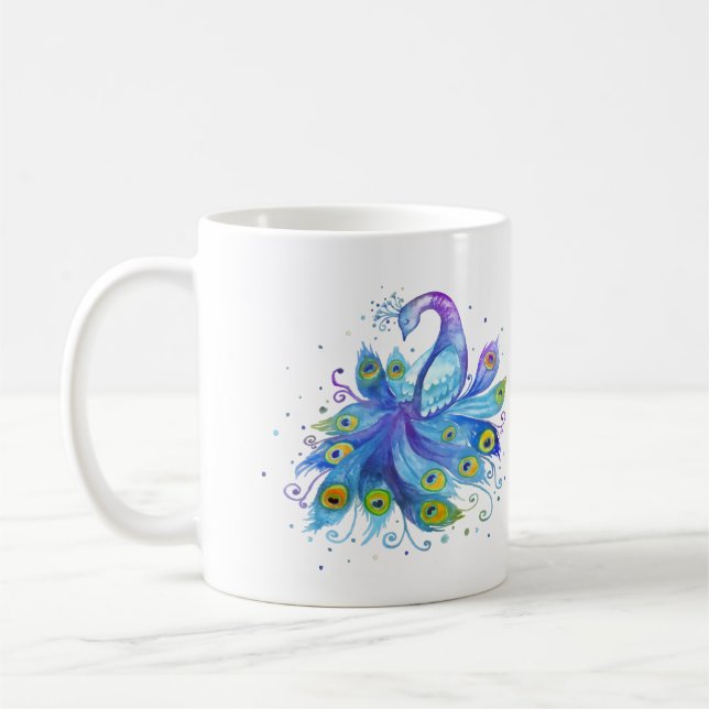 Watercolor peacock kaffemugg (Vänster)