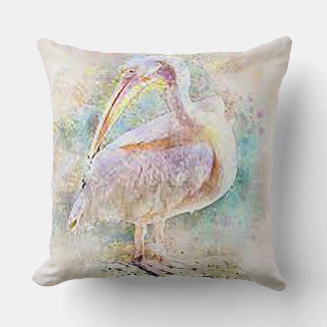 Watercolor Pelican Dekorativ kudde (Framsida)