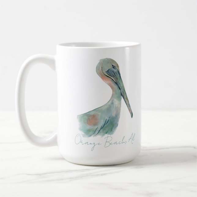 Watercolor Pelican Kaffemugg (Vänster)
