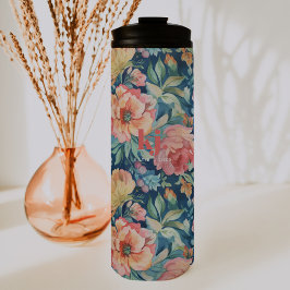 Watercolor Peonies Blommigt Monogram