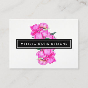 Watercolor Peonies Bunch Blommigt Designer Visitkort