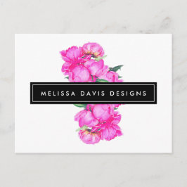 Watercolor Peonies Bunch Blommigt Designer Vykort