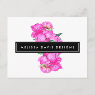 Watercolor Peonies Bunch Blommigt Designer Vykort