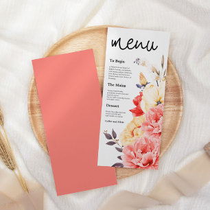 Watercolor Peonies Magnolia Blommigts skript bröll Meny