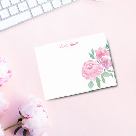 Watercolor Peonies Personlig Post-it Block