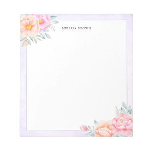 Watercolor Peonies Ro Rosa Peach Blommigt Boho Anteckningsblock
