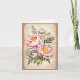 Watercolor Peonies Valentine Helgkort