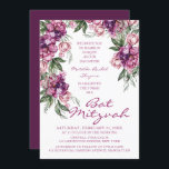 Watercolor Peony Bat mitzvah Modern Blommigt Inbjudningar<br><div class="desc">Watercolor Peony Bat mitzvah Modern Blommigt Investigations har en elegant vattencolor lila Peony blomma ram i mjuk djup lila och dammig rosa med grönt löv på vit bakgrund med din Bat mitzvah inbjudan i mitten. Anpassa genom att redigera texten i textrutorna. Designad för dig ©Evco Studio www.zazzle.com/store/evcostudio</div>
