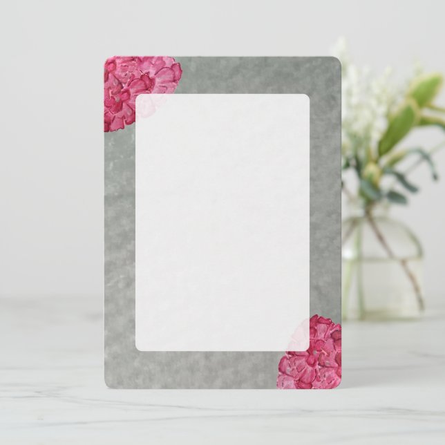 Watercolor Peony Blank Notecard Anteckningskort (Stående Fram)