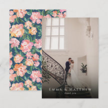 Watercolor Peony Blommigt Bröllop Photo Tack