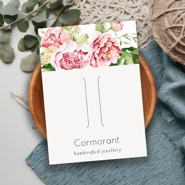  Watercolor Peony Blommigt Hairclip Pin-Visning Visitkort (Skapare uppladdad)