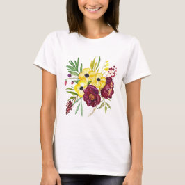 Watercolor Peony Bouquet Tee Shirt