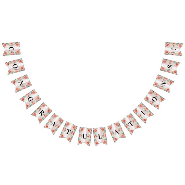 Watercolor Peony Flower Bunting Flagga (Alla)