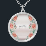 Watercolor Peony Flower Necklace Silverpläterat Halsband<br><div class="desc">Vacker Watercolor Peony Flower Necklace</div>