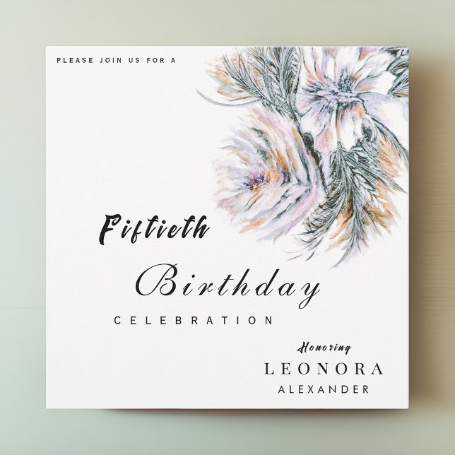 Watercolor Peony Flowers ANY Födelsedagsfest Inbjudningar (Skapare uppladdad)