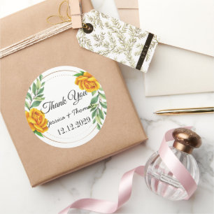 Watercolor Peony Flowers Tack Wedding Favor C Runt Klistermärke