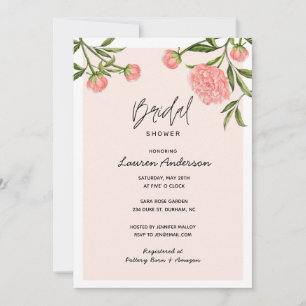 Watercolor Peony Modern Rosa Möhippa Inbjudningar