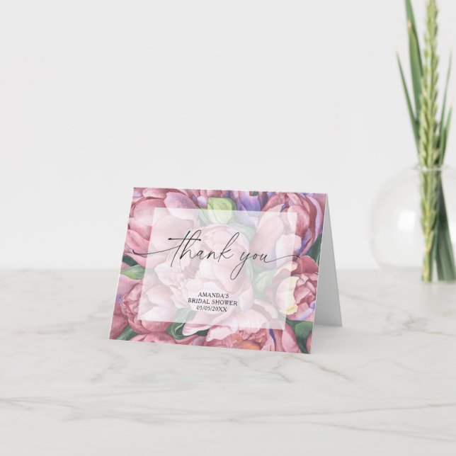 Watercolor peony ro - tack möhippa kort (Framsida)