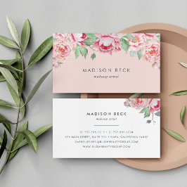 Watercolor Peony Visitkort