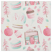 Watercolor Peppermint Rosa jul Fabric