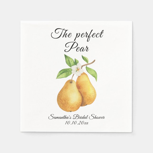 Watercolor Perfect Pear Floral Bridal Shower Pappersservett (Framsidan)