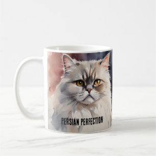 Watercolor Persian Cat Porträtt Mugg