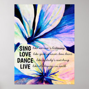 Watercolor Persian Lilies Petals inspirational Poster