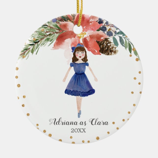 Watercolor Personalized Nutcracker ornament Girl (Framsidan)